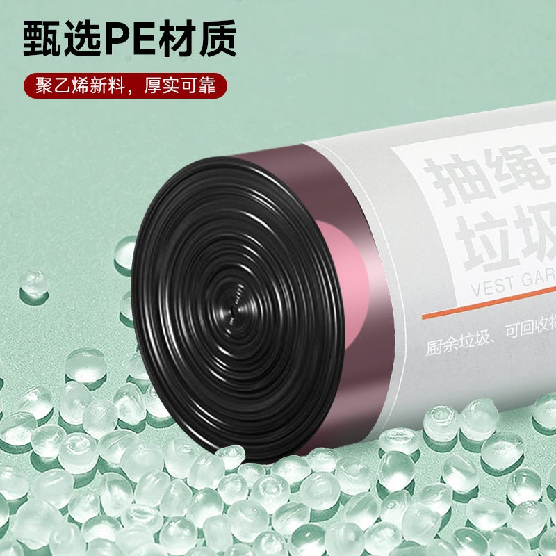 100 Large Roll Drawstring Black Household Garbage Bags Thickeneded Satchel Closing Large Plastic Bags Office Supplies - Image 3